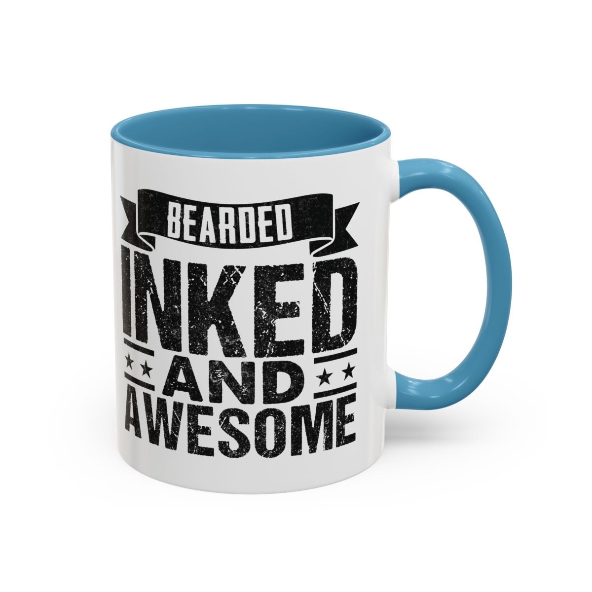 Graphic Accent Coffee Mug (11oz, 15oz) - Bearded Inked and Awesome | Mug by atgodanddesigns