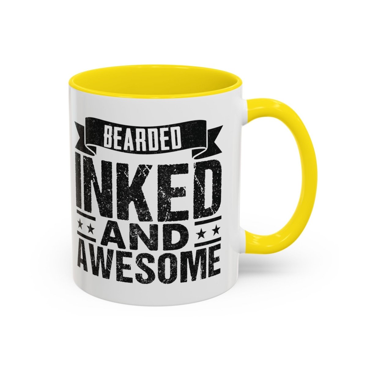 Graphic Accent Coffee Mug (11oz, 15oz) - Bearded Inked and Awesome | Mug by atgodanddesigns
