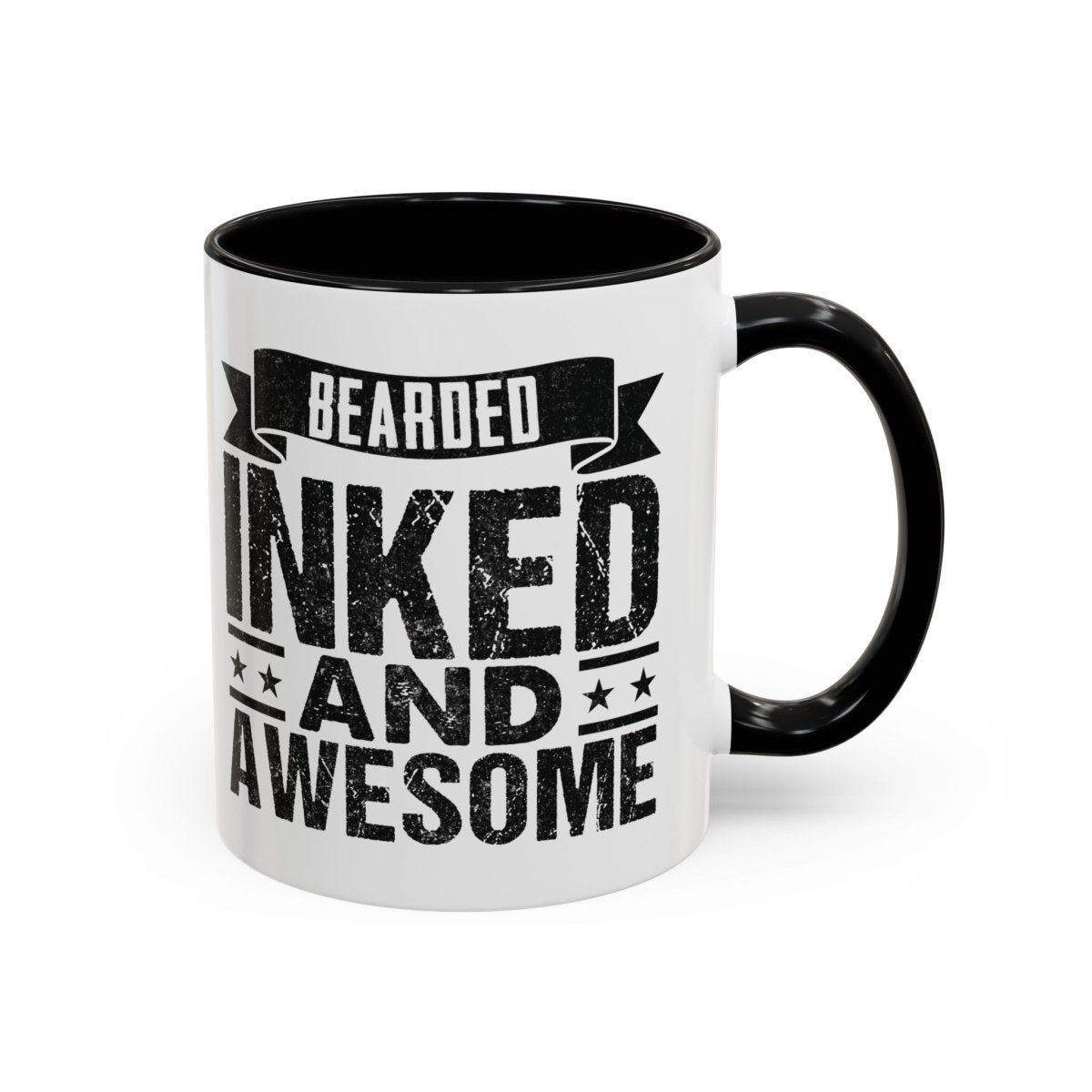 Graphic Accent Coffee Mug (11oz, 15oz) - Bearded Inked and Awesome | Mug by atgodanddesigns