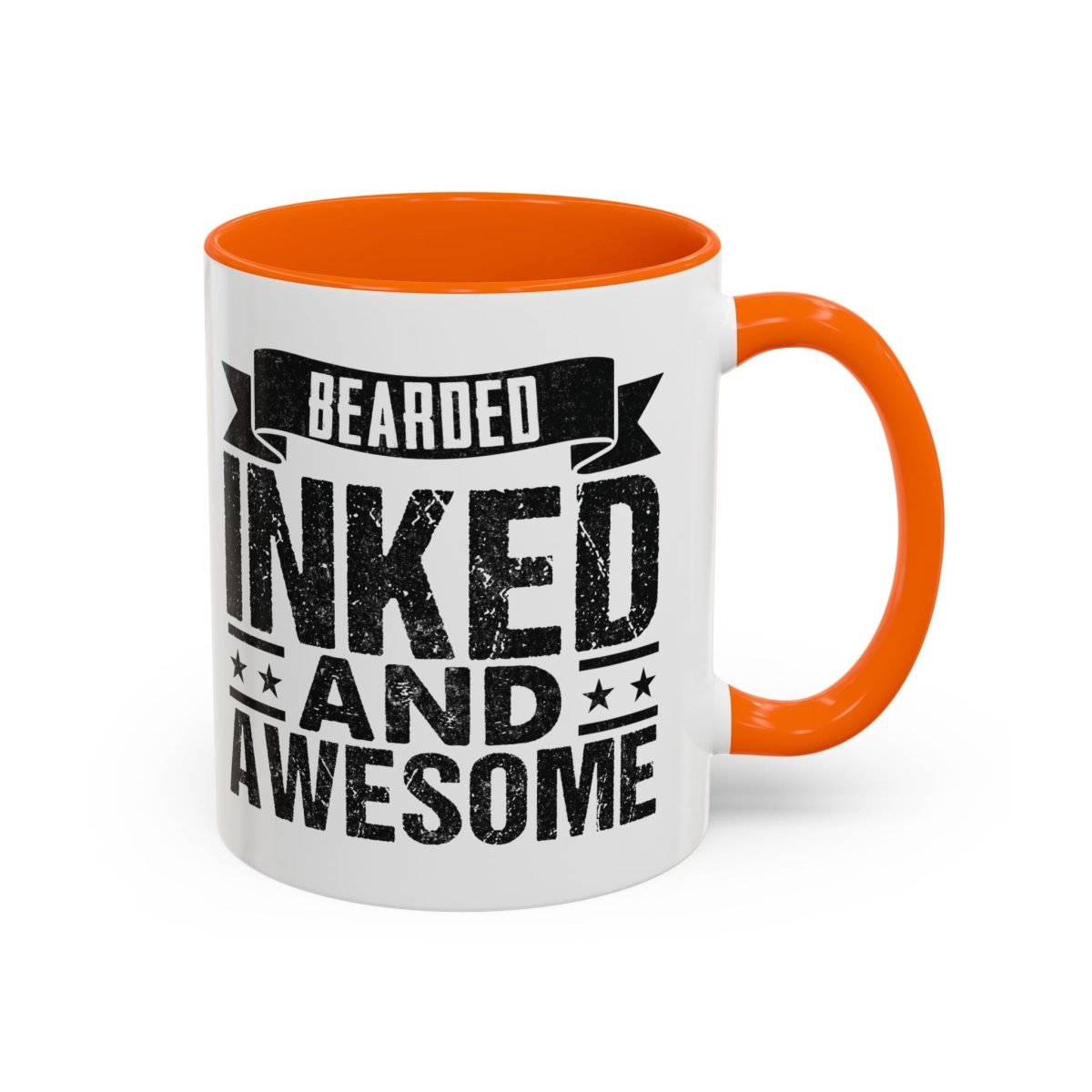 Graphic Accent Coffee Mug (11oz, 15oz) - Bearded Inked and Awesome | Mug by atgodanddesigns