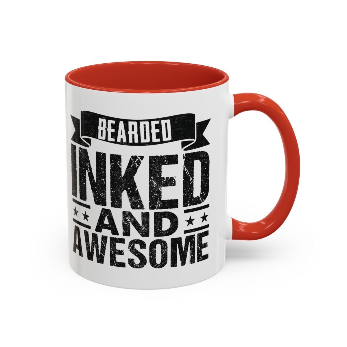 Graphic Accent Coffee Mug (11oz, 15oz) - Bearded Inked and Awesome | Mug by atgodanddesigns