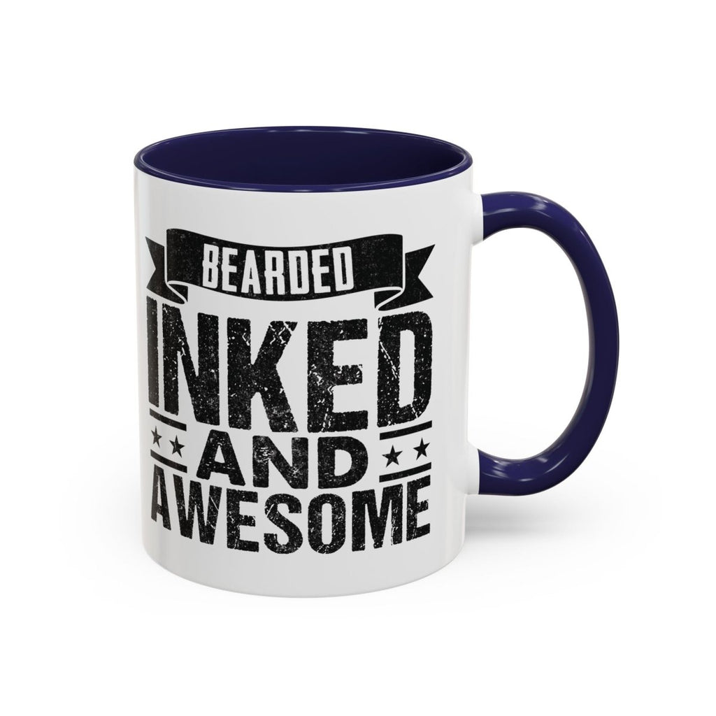 Graphic Accent Coffee Mug (11oz, 15oz) - Bearded Inked and Awesome | Mug by atgodanddesigns