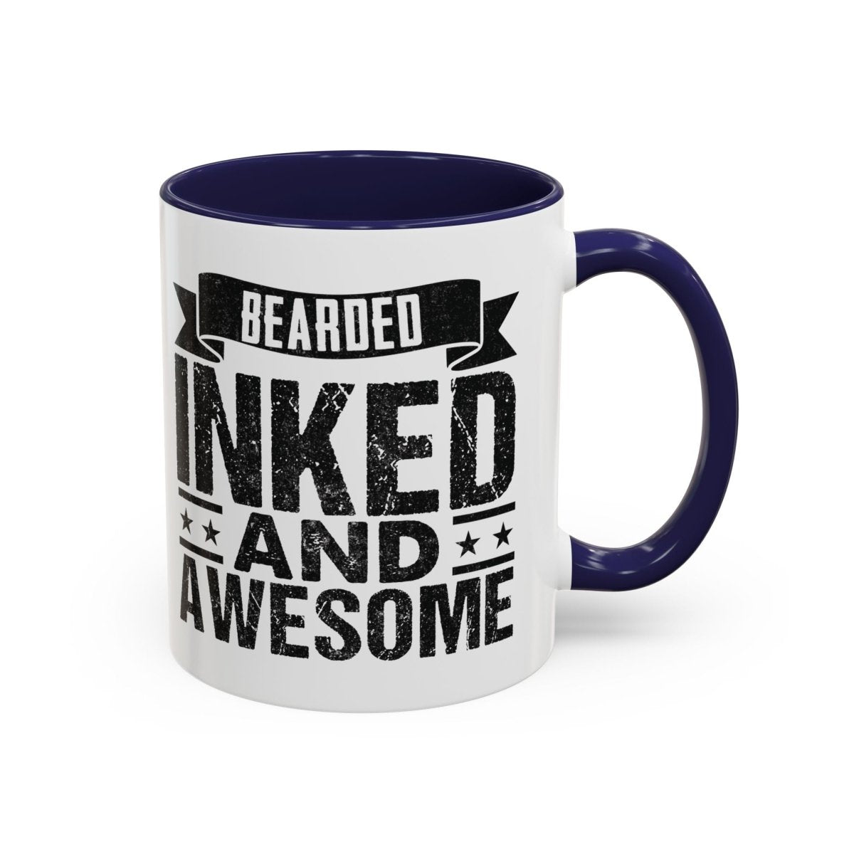 Graphic Accent Coffee Mug (11oz, 15oz) - Bearded Inked and Awesome | Mug by atgodanddesigns