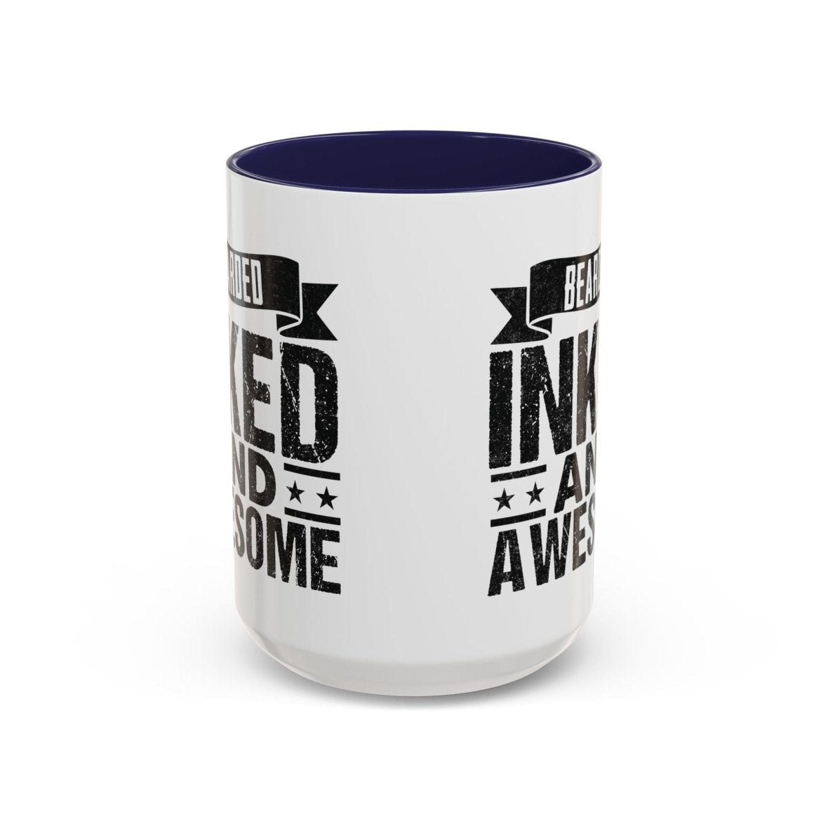 Graphic Accent Coffee Mug (11oz, 15oz) - Bearded Inked and Awesome | Mug by atgodanddesigns