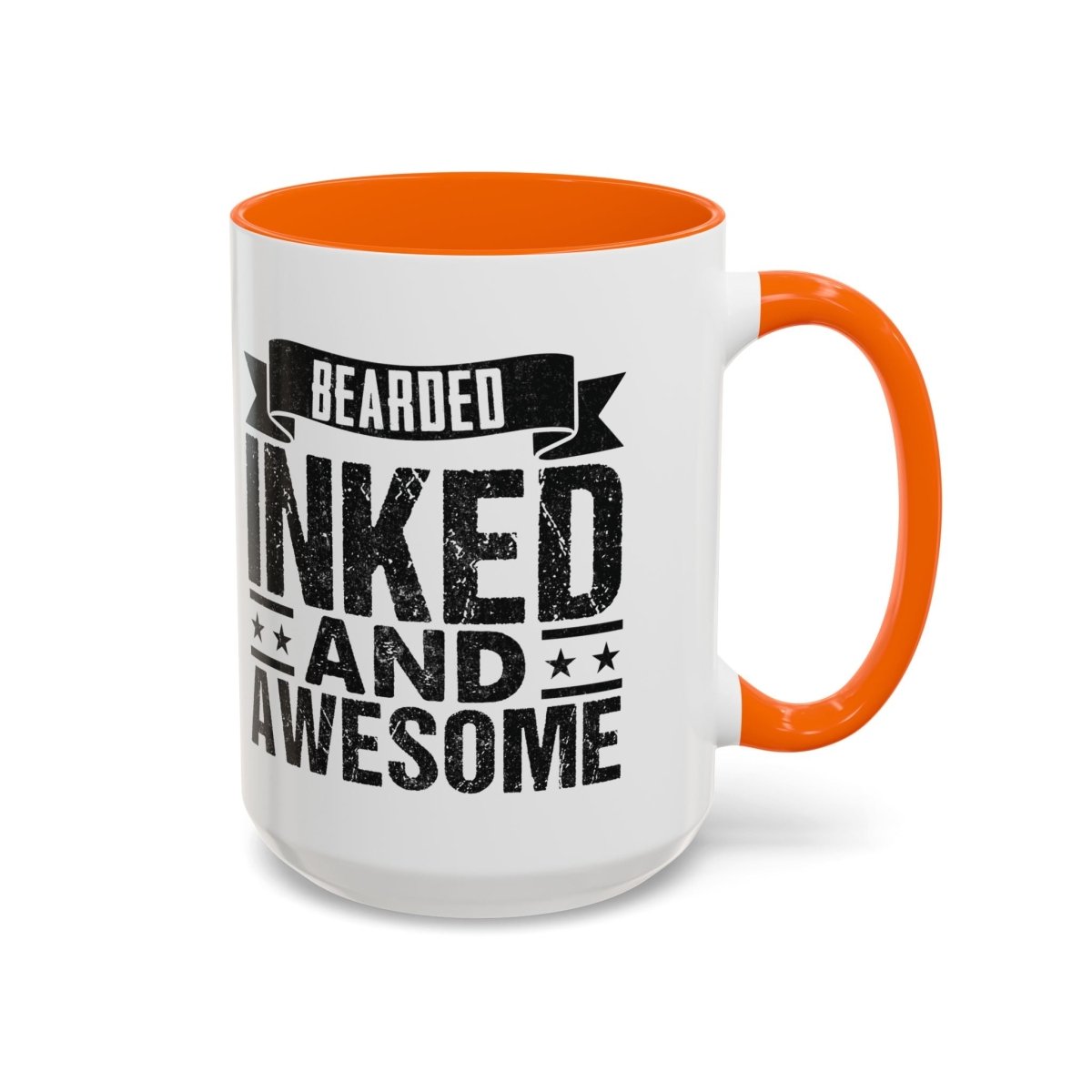Graphic Accent Coffee Mug (11oz, 15oz) - Bearded Inked and Awesome | Mug by atgodanddesigns