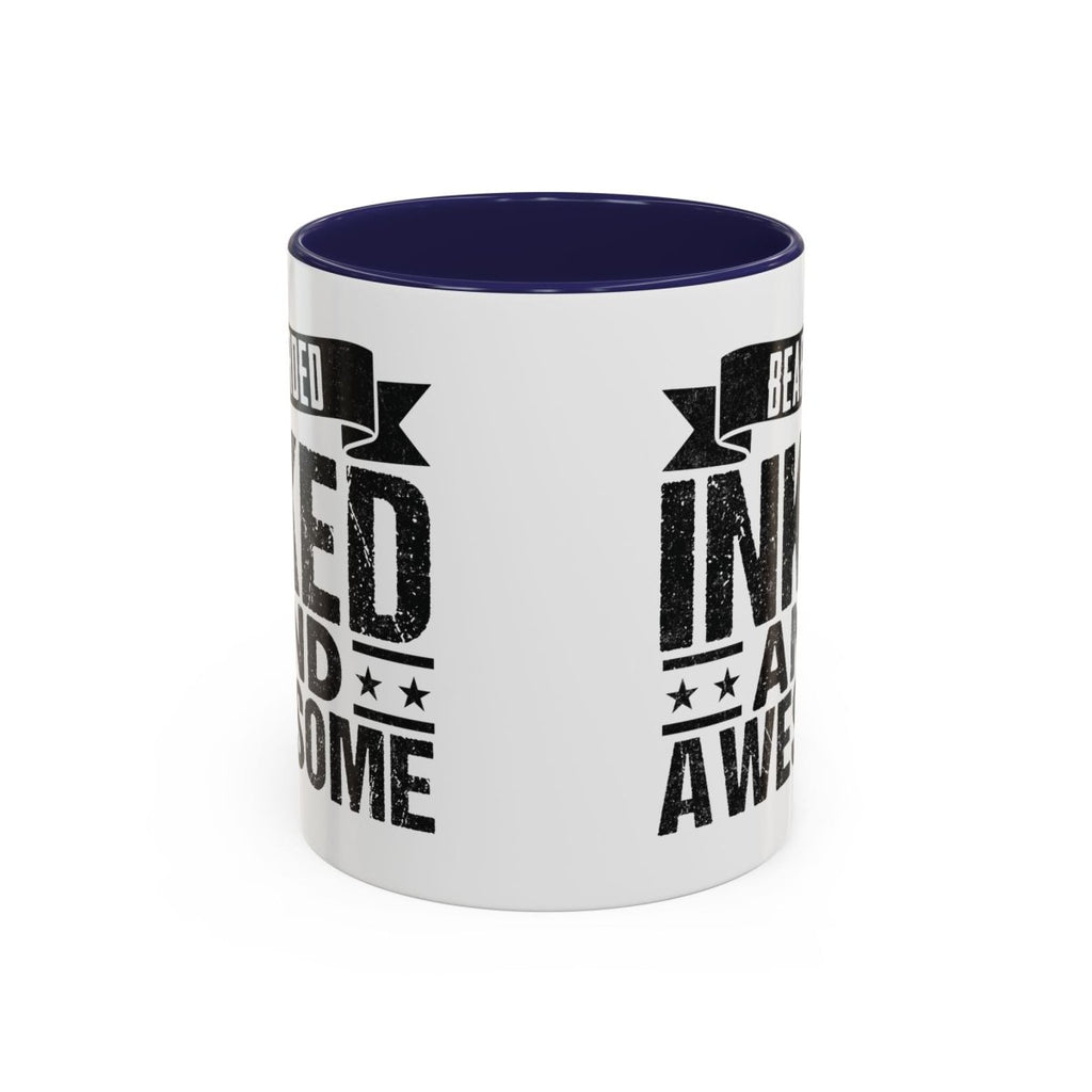 Graphic Accent Coffee Mug (11oz, 15oz) - Bearded Inked and Awesome | Mug by atgodanddesigns
