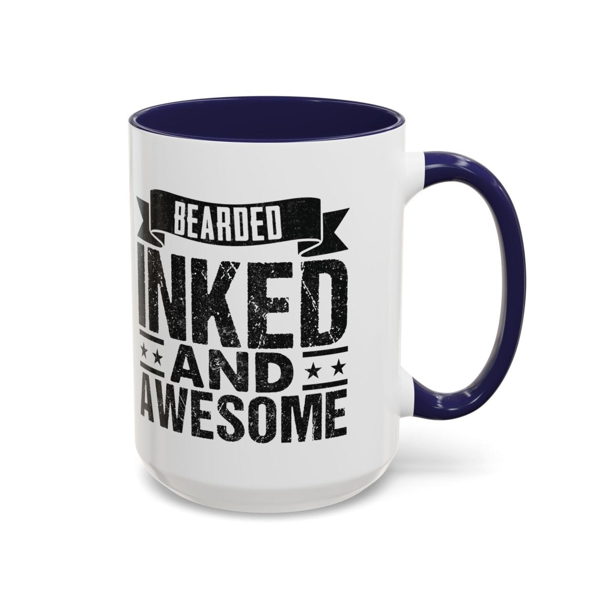 Graphic Accent Coffee Mug (11oz, 15oz) - Bearded Inked and Awesome | Mug by atgodanddesigns