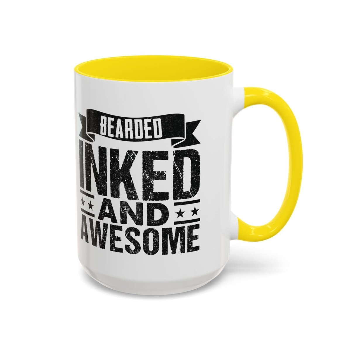 Graphic Accent Coffee Mug (11oz, 15oz) - Bearded Inked and Awesome | Mug by atgodanddesigns
