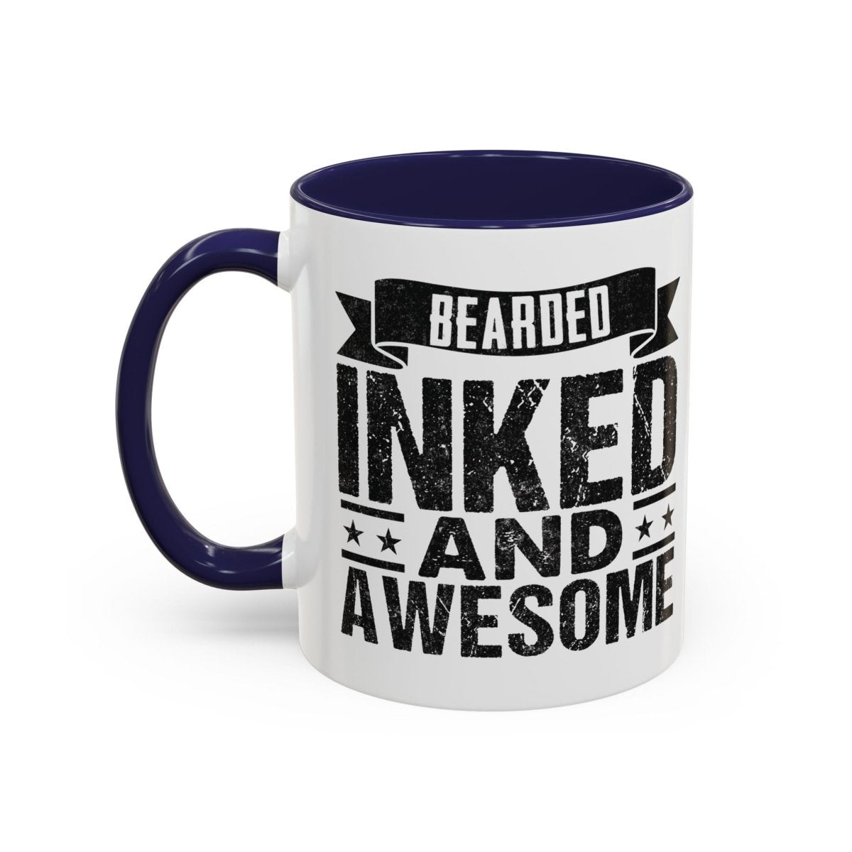 Graphic Accent Coffee Mug (11oz, 15oz) - Bearded Inked and Awesome | Mug by atgodanddesigns