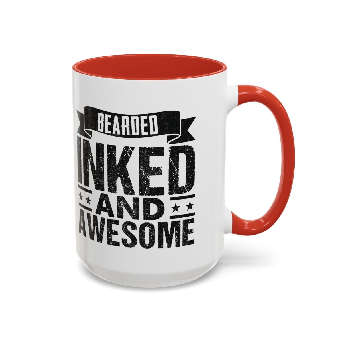 Graphic Accent Coffee Mug (11oz, 15oz) - Bearded Inked and Awesome | Mug by atgodanddesigns