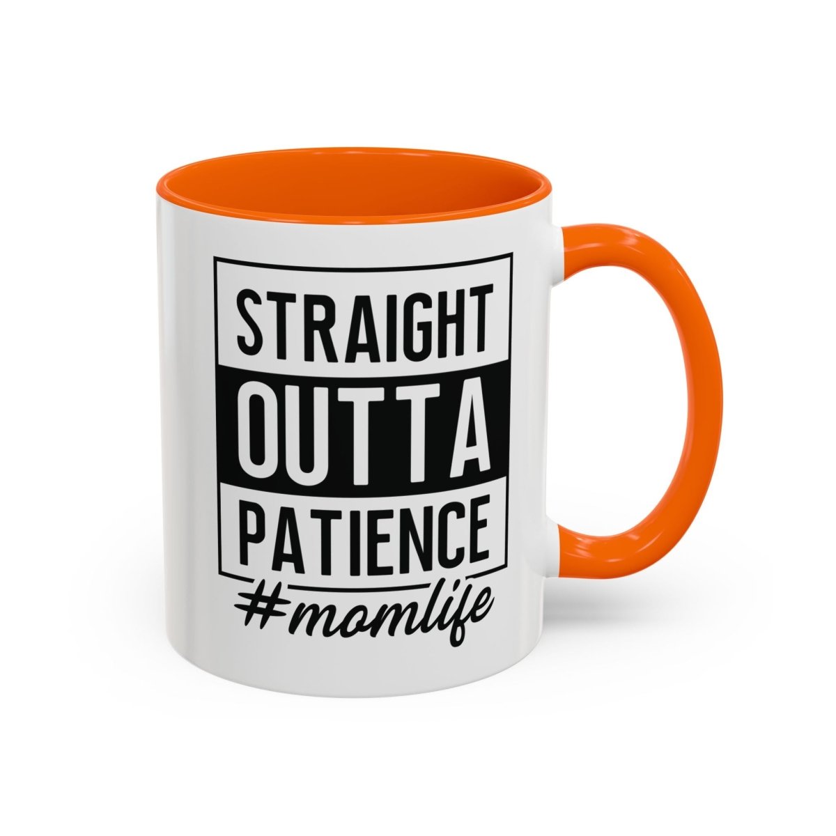 Graphic Accent Coffee Mug (11oz, 15oz) - Straight Outta Patience Mom Life | Mug by atgodanddesigns
