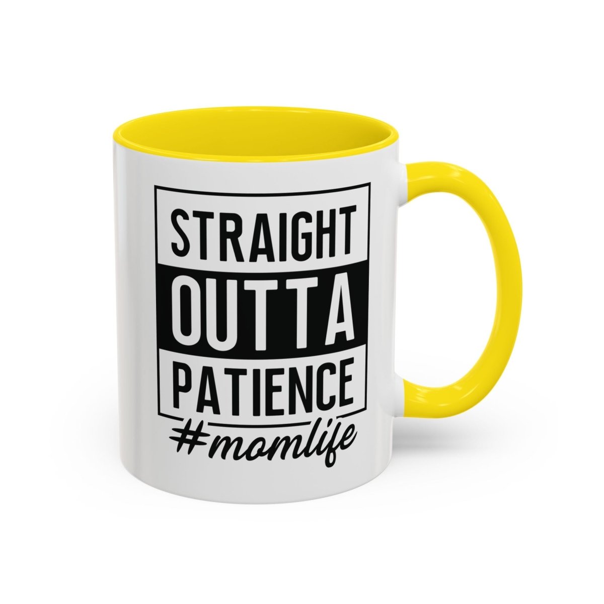 Graphic Accent Coffee Mug (11oz, 15oz) - Straight Outta Patience Mom Life | Mug by atgodanddesigns