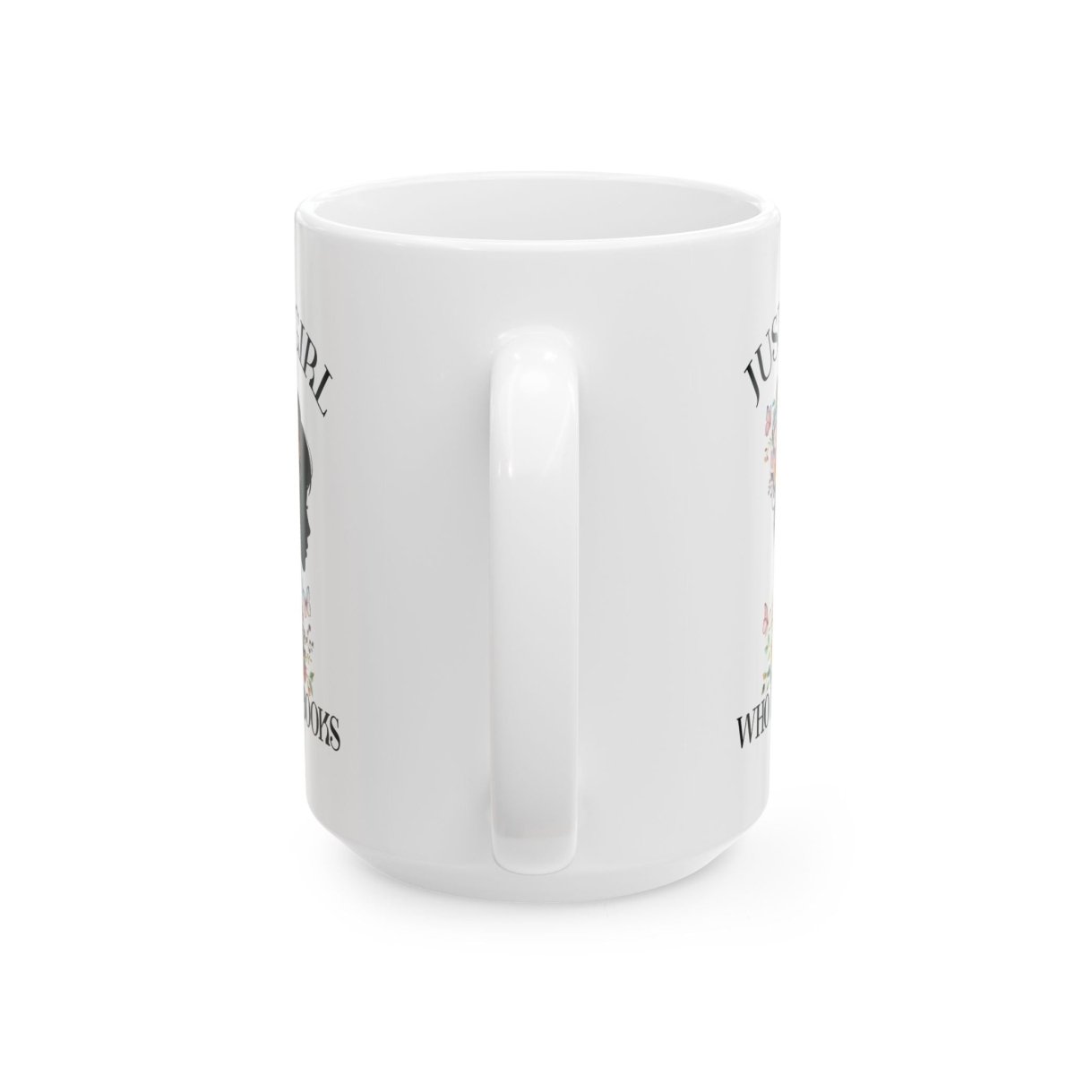 Graphic Ceramic Mug (11oz, 15oz) - Just a Girl Who Loves Books | Mug by atgodanddesigns