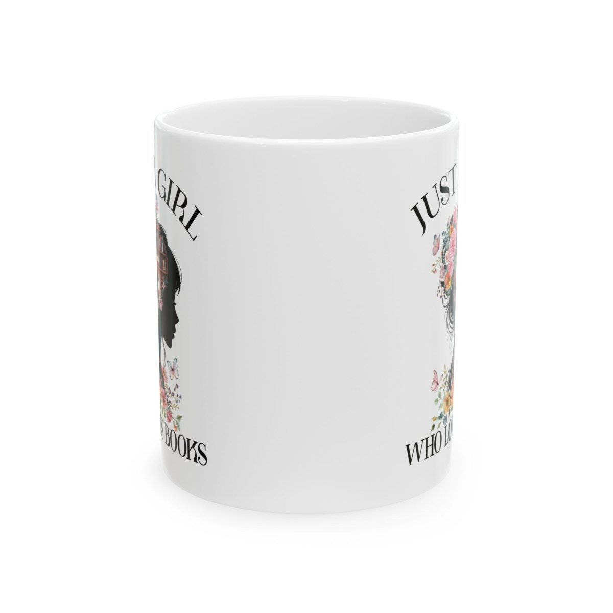 Graphic Ceramic Mug (11oz, 15oz) - Just a Girl Who Loves Books | Mug by atgodanddesigns