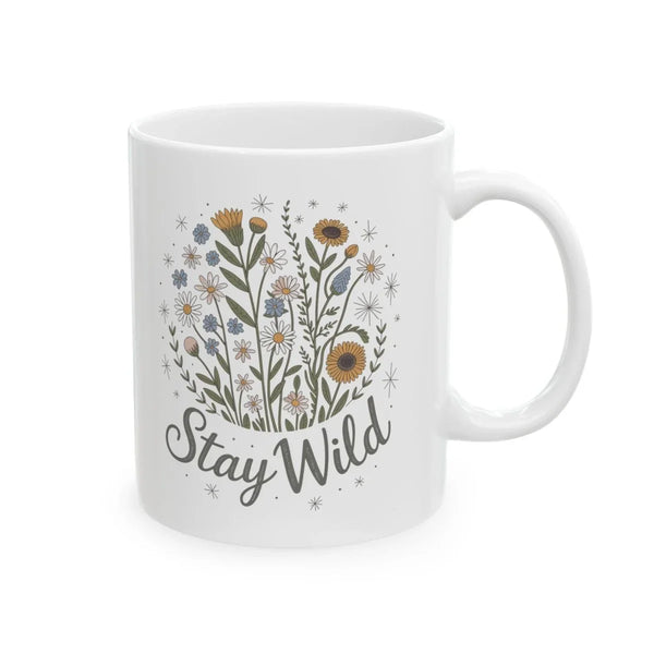 Graphic Ceramic Mug (11oz, 15oz) - Stay Wild | Mug by atgodanddesigns