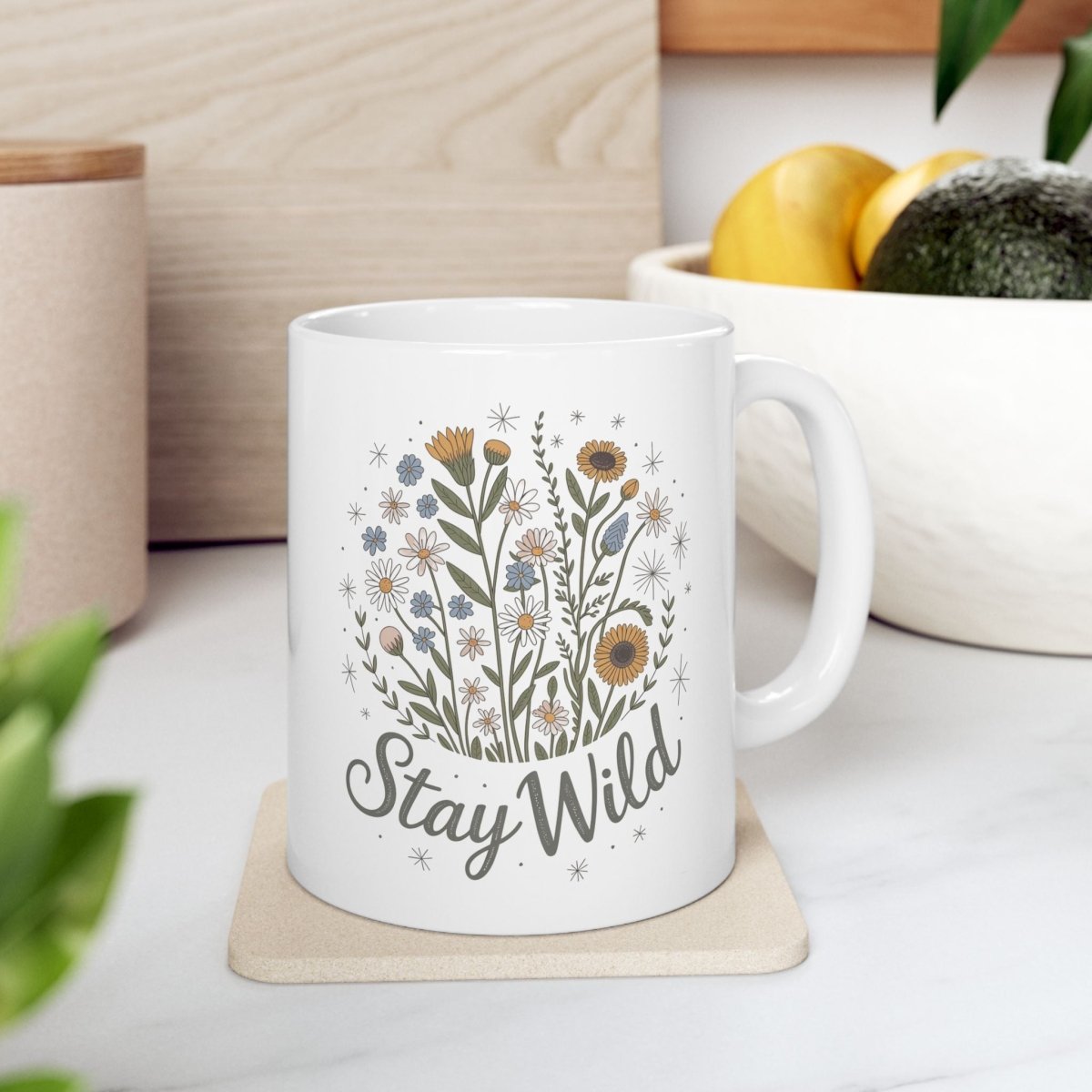 Graphic Ceramic Mug (11oz, 15oz) - Stay Wild | Mug by atgodanddesigns