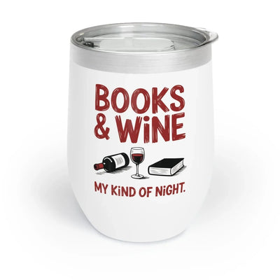 Graphic Chill Wine Tumbler 12oz. - Books & Wine | Mug by atgodanddesigns