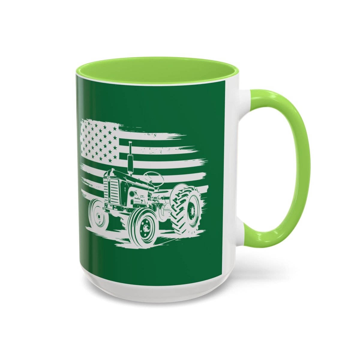 Graphic Colorful Mug (11oz, 15oz) - Tractor and American flag | Mug by atgodanddesigns