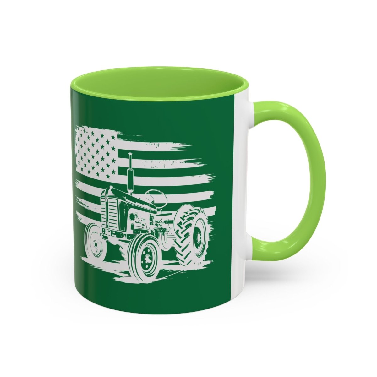 Graphic Colorful Mug (11oz, 15oz) - Tractor and American flag | Mug by atgodanddesigns