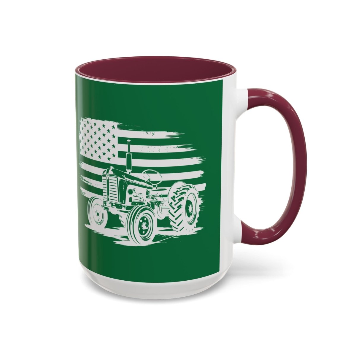 Graphic Colorful Mug (11oz, 15oz) - Tractor and American flag | Mug by atgodanddesigns