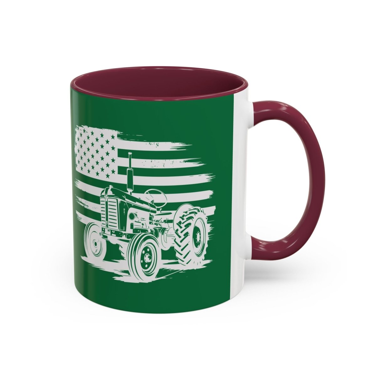 Graphic Colorful Mug (11oz, 15oz) - Tractor and American flag | Mug by atgodanddesigns