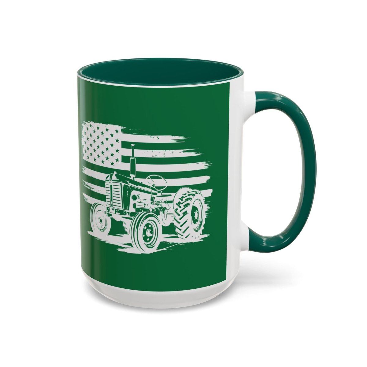 Graphic Colorful Mug (11oz, 15oz) - Tractor and American flag | Mug by atgodanddesigns