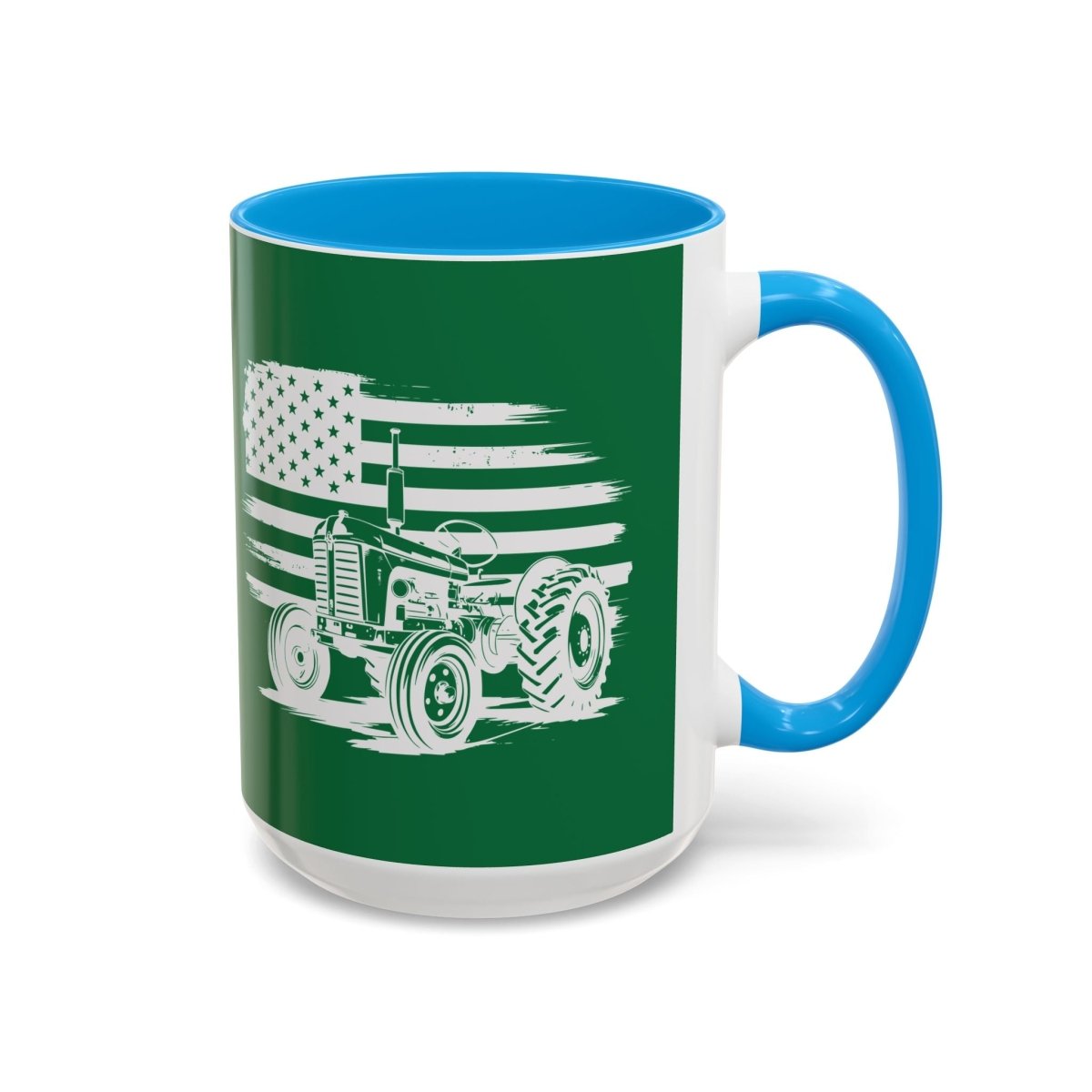 Graphic Colorful Mug (11oz, 15oz) - Tractor and American flag | Mug by atgodanddesigns