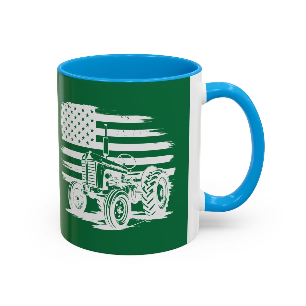 Graphic Colorful Mug (11oz, 15oz) - Tractor and American flag | Mug by atgodanddesigns