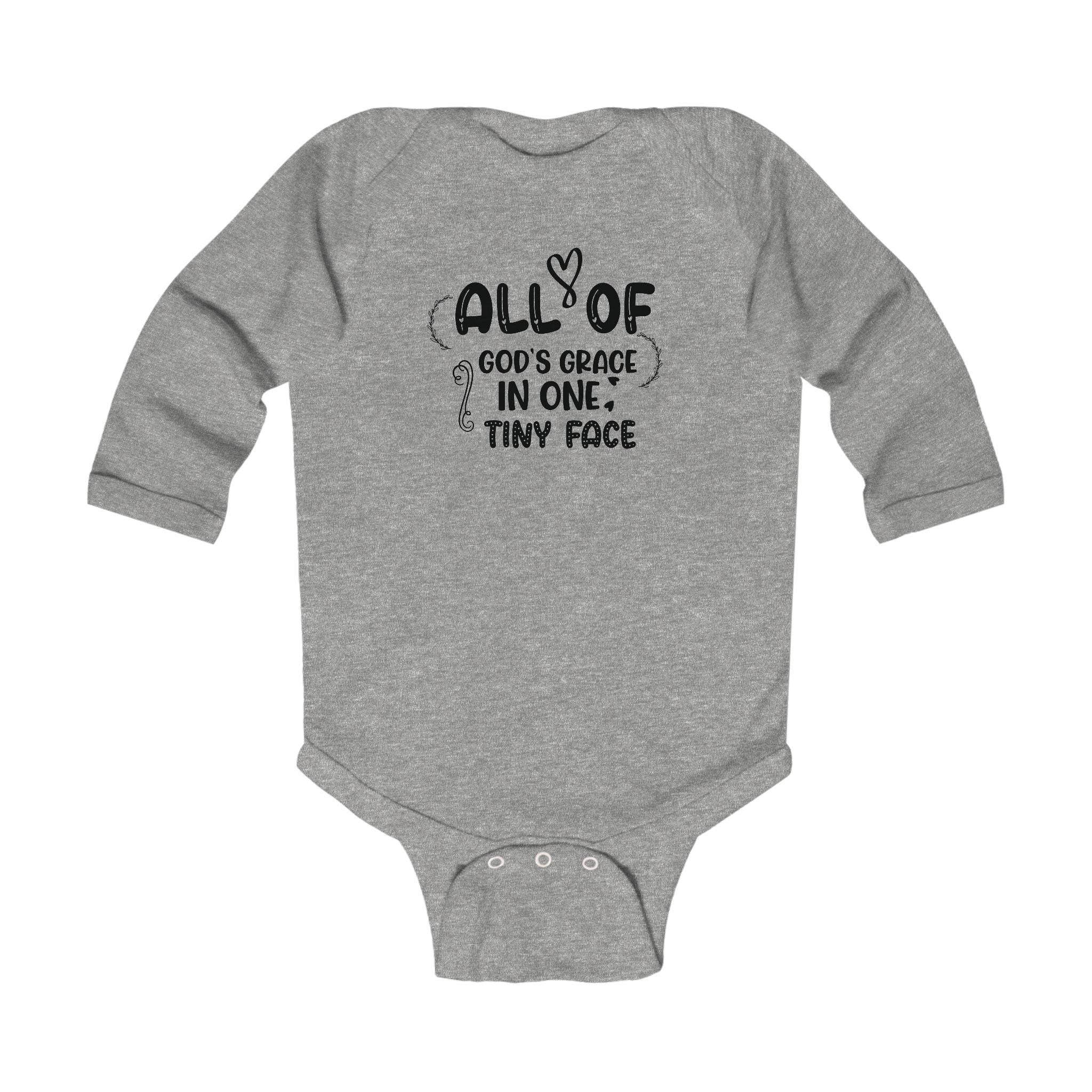Graphic Infant Long Sleeve Onesie - All Of God's Grace In One Tiny Face | Kids clothes by atgodanddesigns