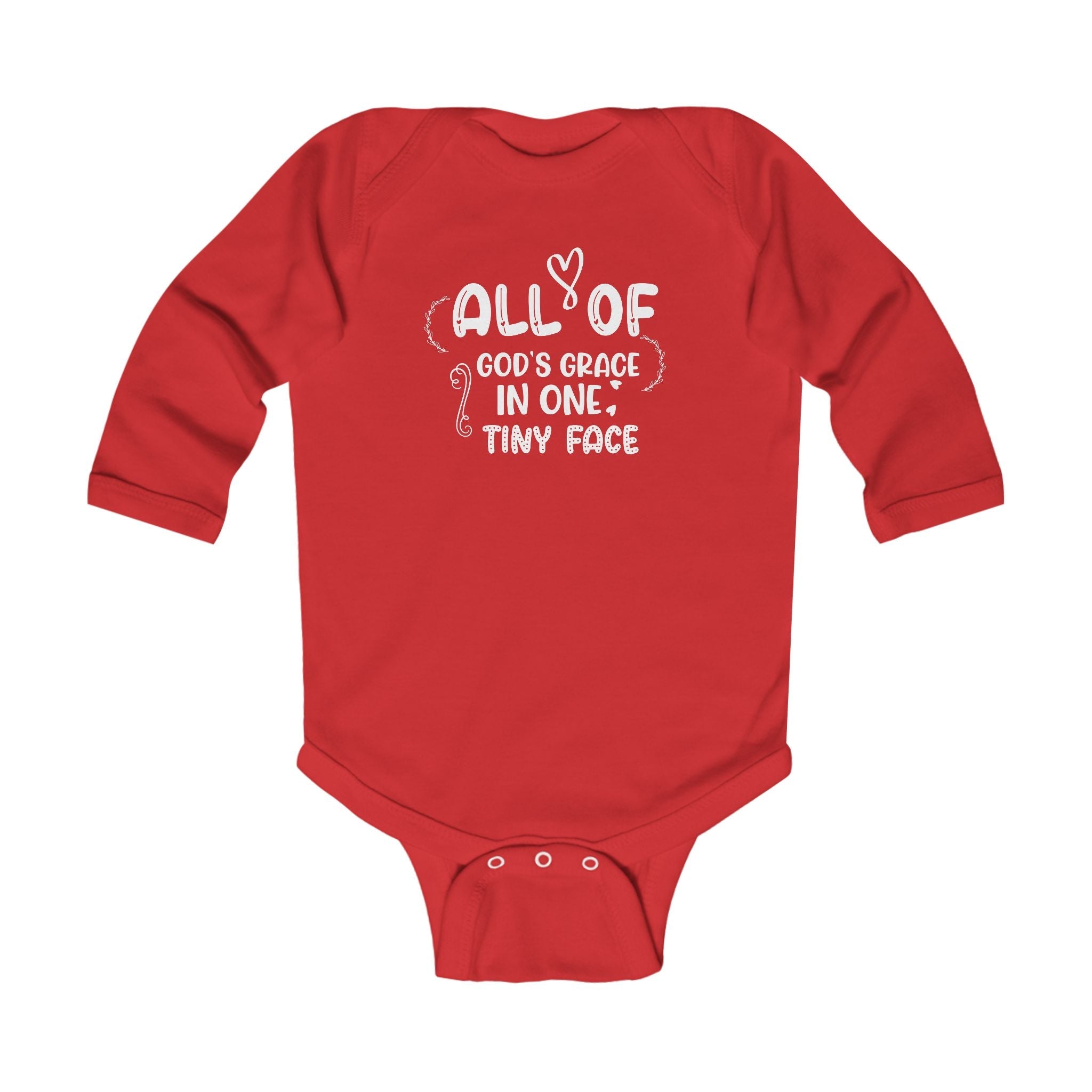 Graphic Infant Long Sleeve Onesie - All Of God's Grace In One Tiny Face | Kids clothes by atgodanddesigns