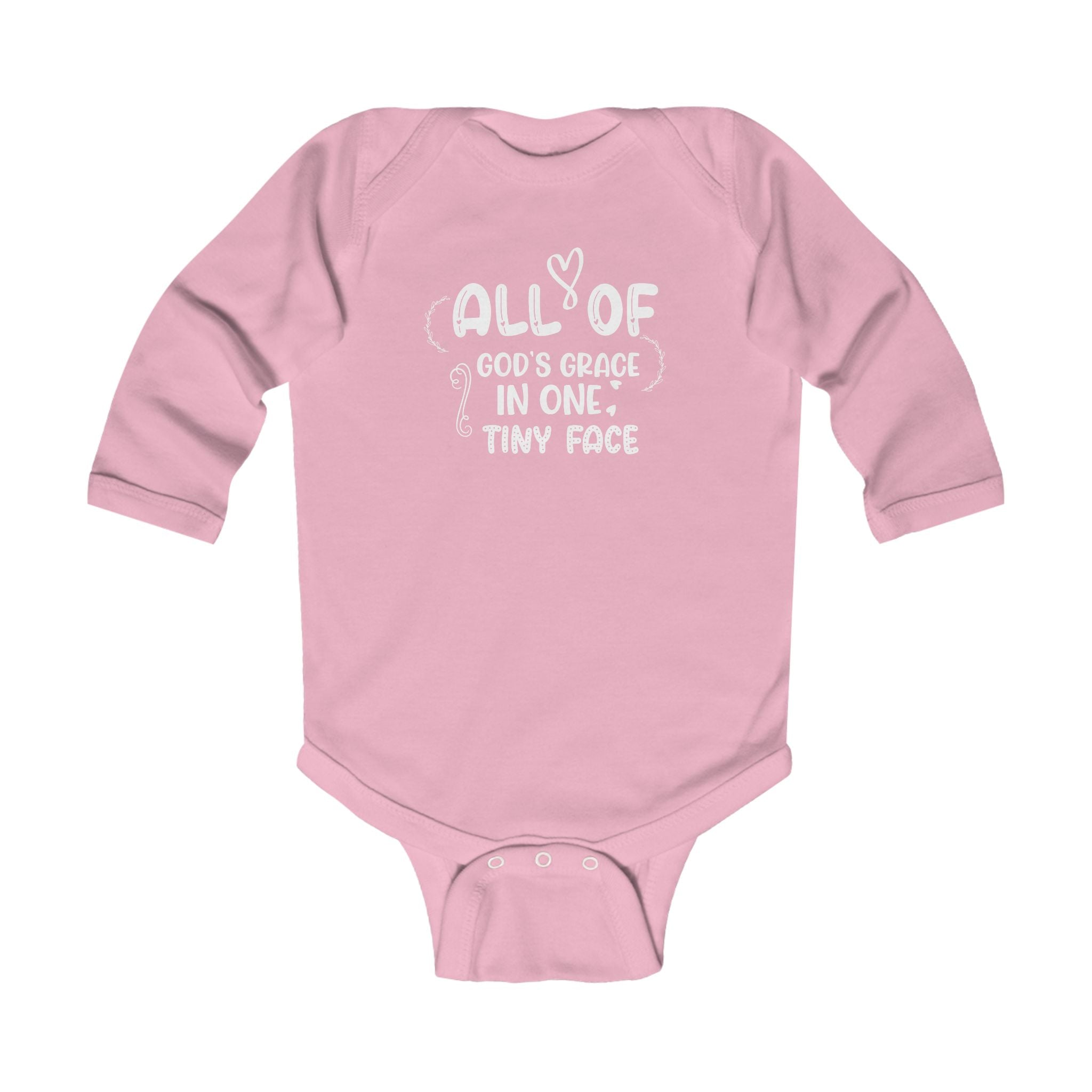 Graphic Infant Long Sleeve Onesie - All Of God's Grace In One Tiny Face | Kids clothes by atgodanddesigns