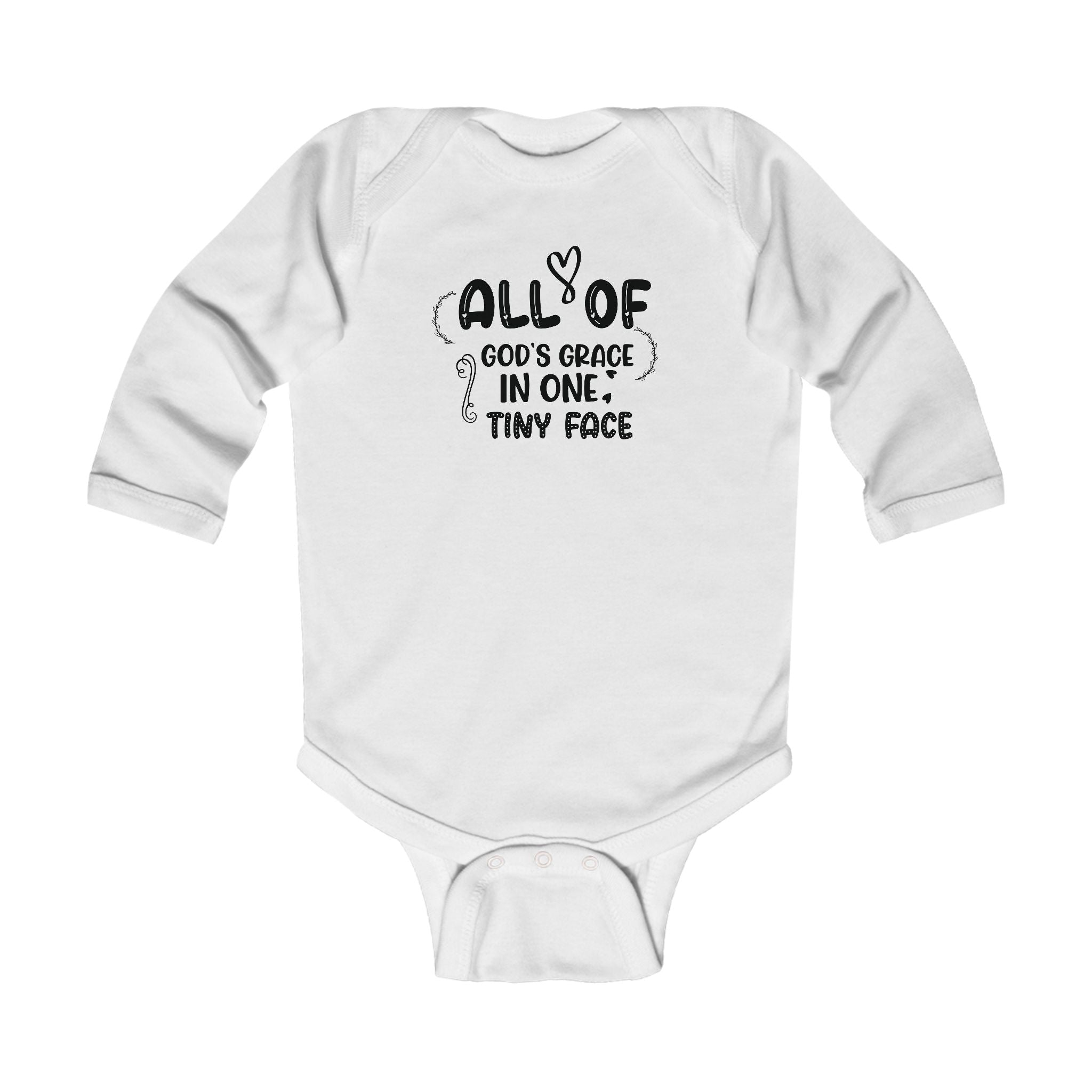 Graphic Infant Long Sleeve Onesie - All Of God's Grace In One Tiny Face | Kids clothes by atgodanddesigns