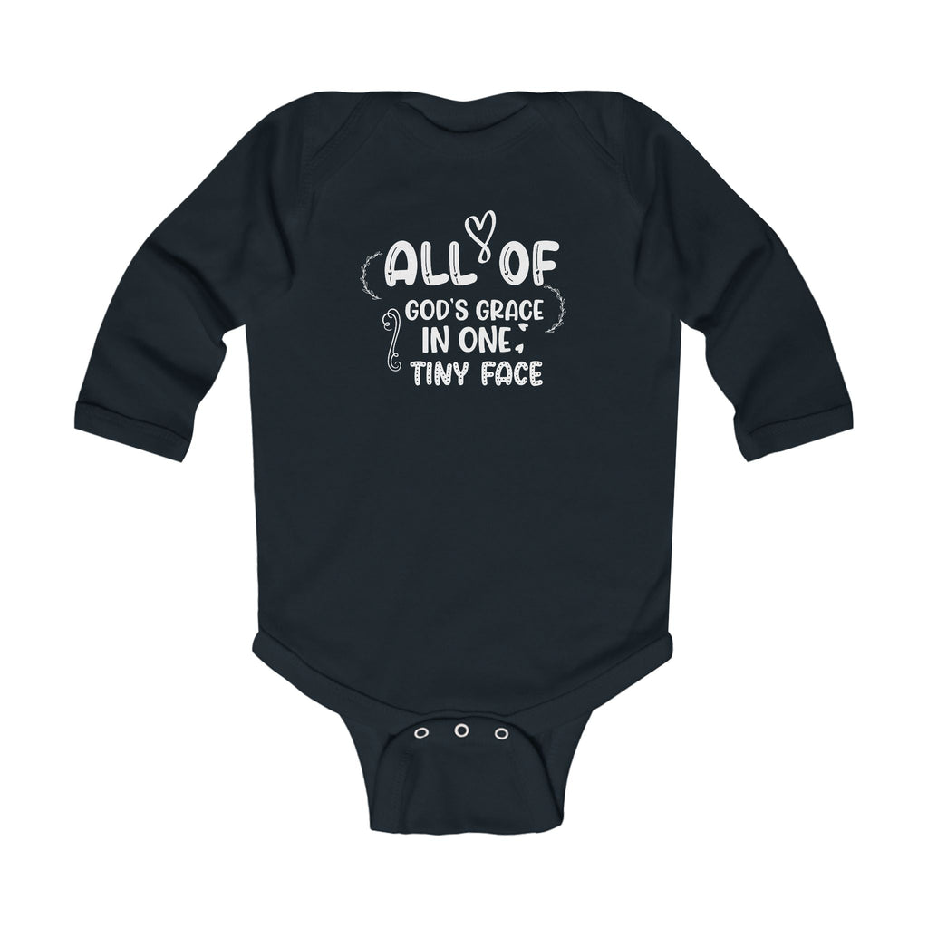 Graphic Infant Long Sleeve Onesie - All Of God's Grace In One Tiny Face | Kids clothes by atgodanddesigns