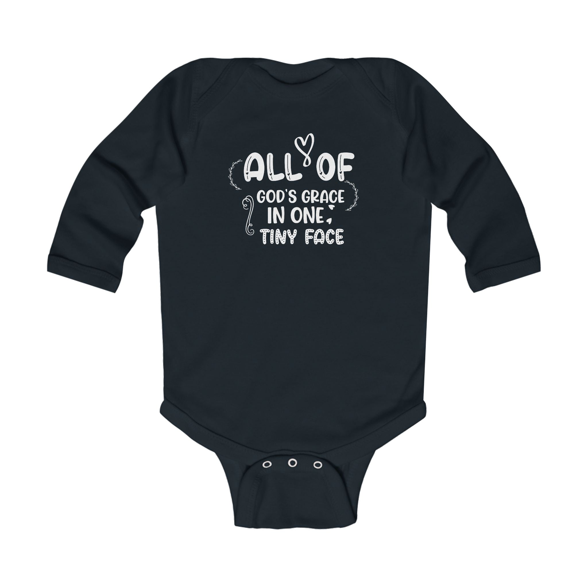 Graphic Infant Long Sleeve Onesie - All Of God's Grace In One Tiny Face | Kids clothes by atgodanddesigns