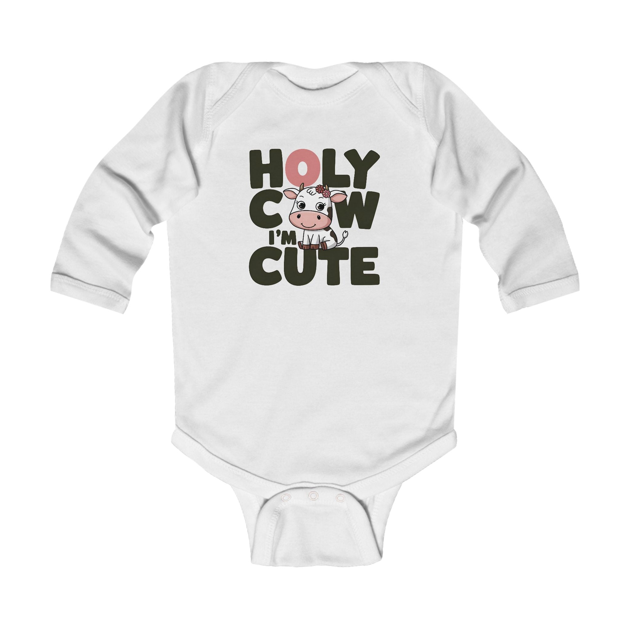 Graphic Infant Long Sleeve Onesie - Holy Cow I'm Cute | Kids clothes by atgodanddesigns