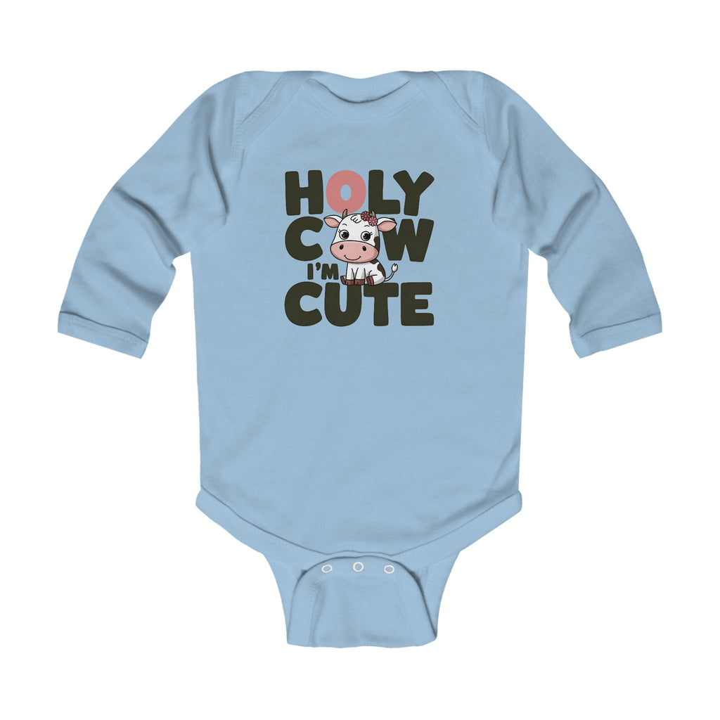Graphic Infant Long Sleeve Onesie - Holy Cow I'm Cute | Kids clothes by atgodanddesigns