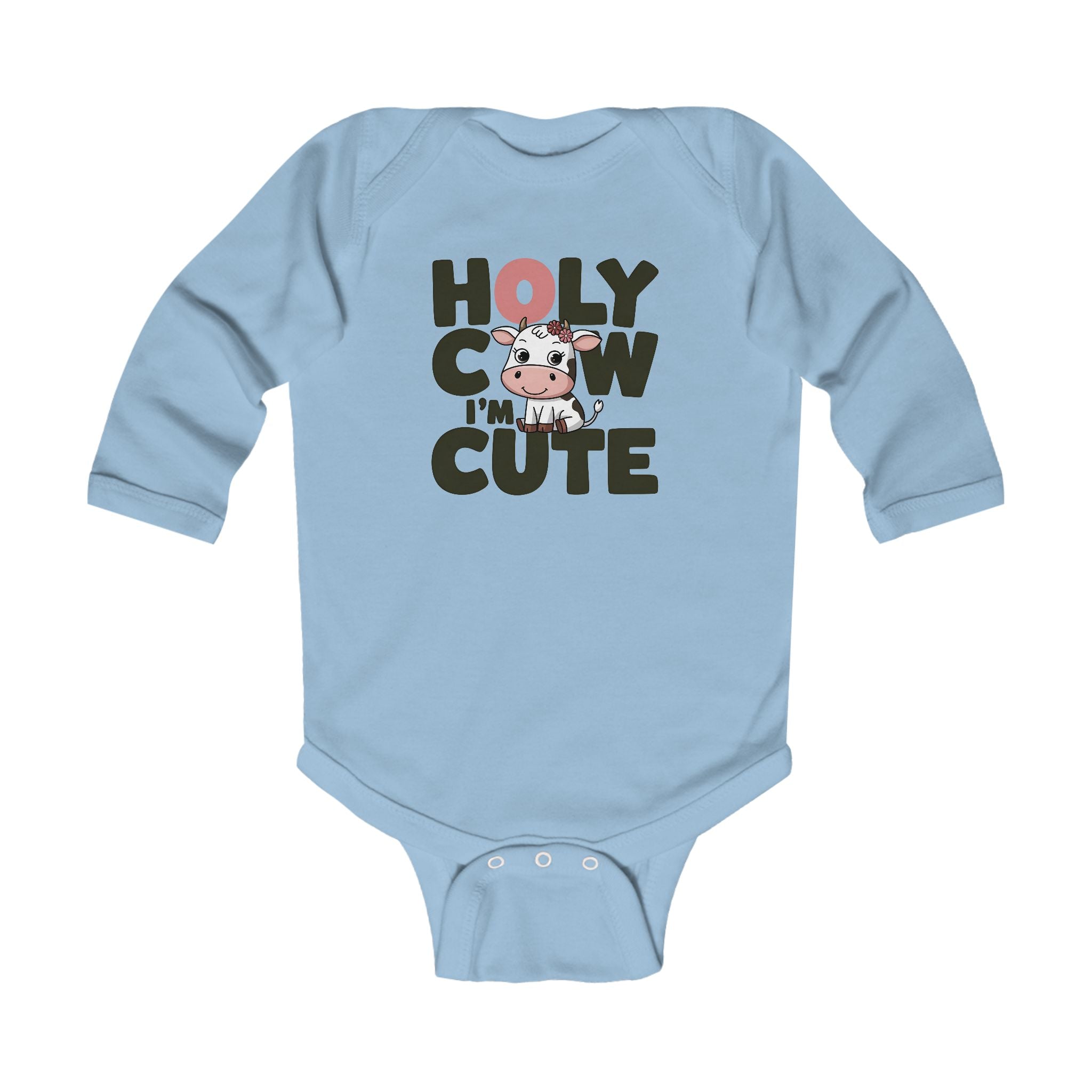 Graphic Infant Long Sleeve Onesie - Holy Cow I'm Cute | Kids clothes by atgodanddesigns