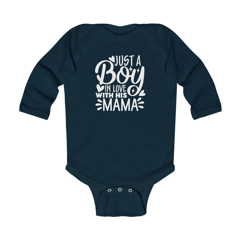 Graphic Infant Long Sleeve Onesie - Just a Boy in Love with His Mama | Kids clothes by atgodanddesigns
