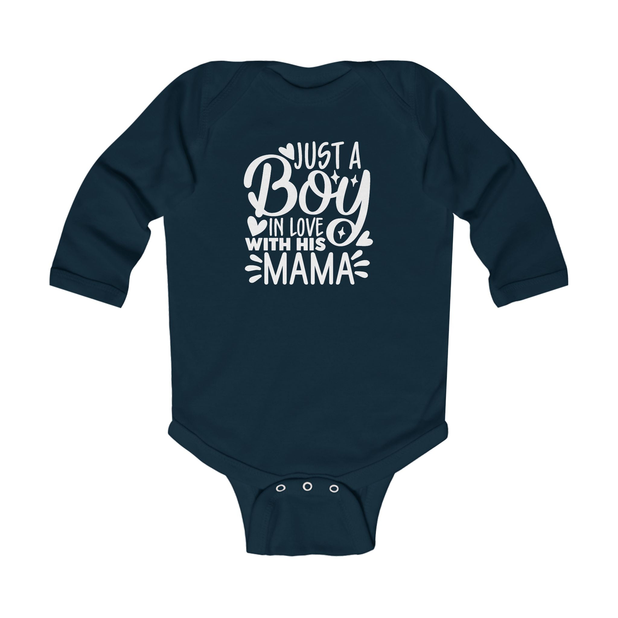 Graphic Infant Long Sleeve Onesie - Just a Boy in Love with His Mama | Kids clothes by atgodanddesigns