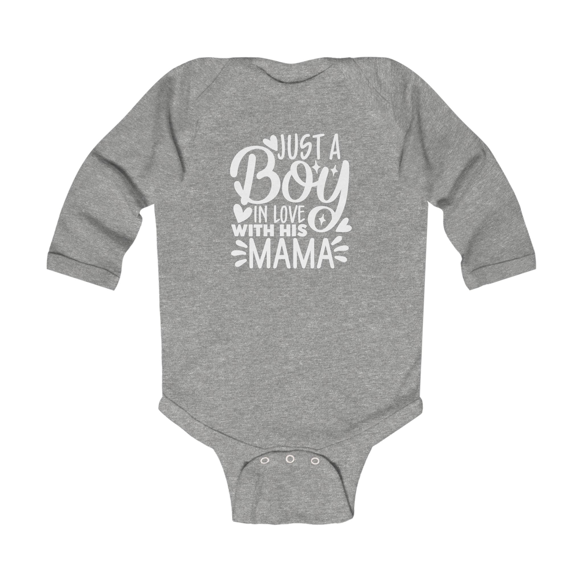 Graphic Infant Long Sleeve Onesie - Just a Boy in Love with His Mama | Kids clothes by atgodanddesigns