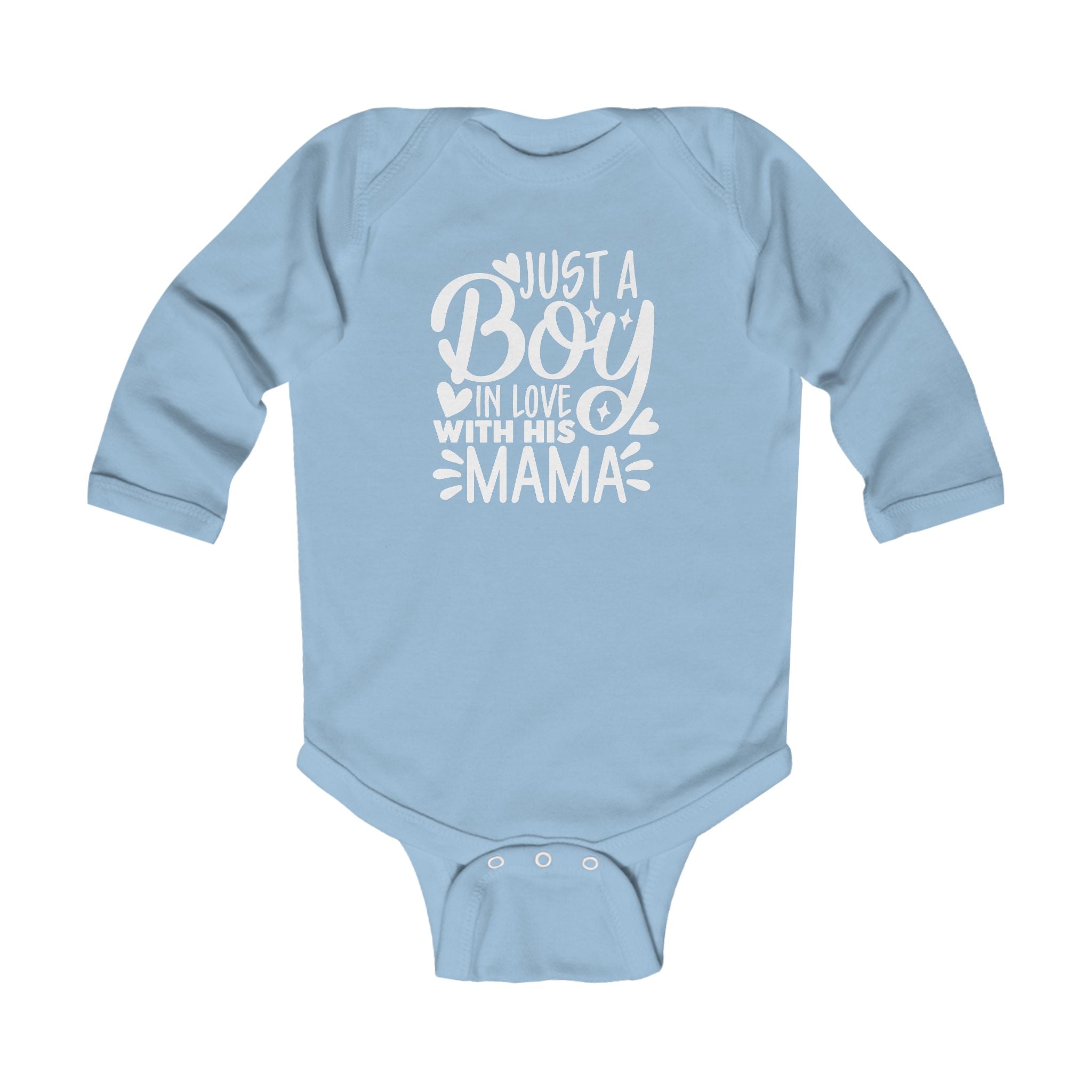 Graphic Infant Long Sleeve Onesie - Just a Boy in Love with His Mama | Kids clothes by atgodanddesigns