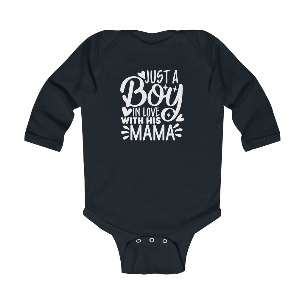 Graphic Infant Long Sleeve Onesie - Just a Boy in Love with His Mama | Kids clothes by atgodanddesigns