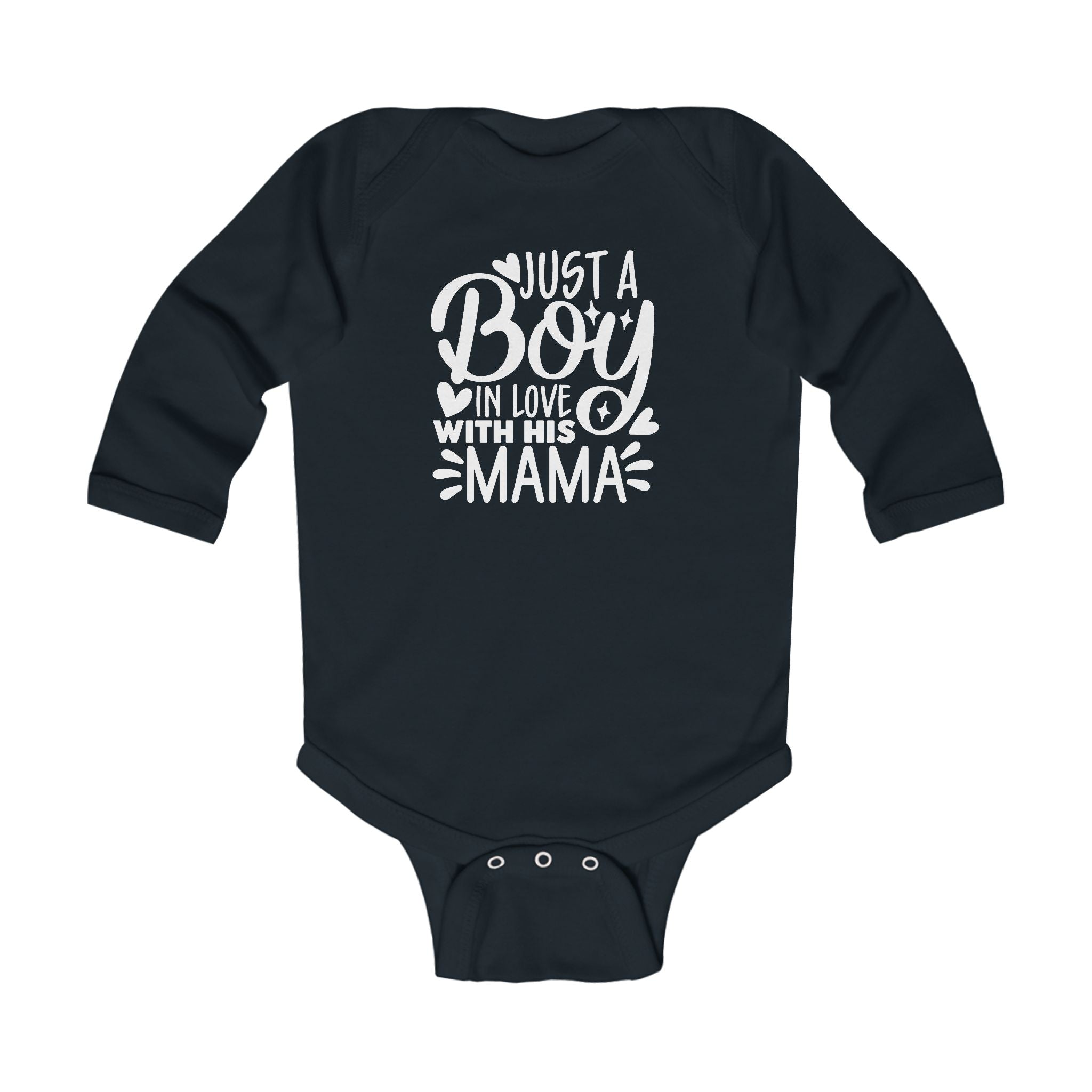 Graphic Infant Long Sleeve Onesie - Just a Boy in Love with His Mama | Kids clothes by atgodanddesigns
