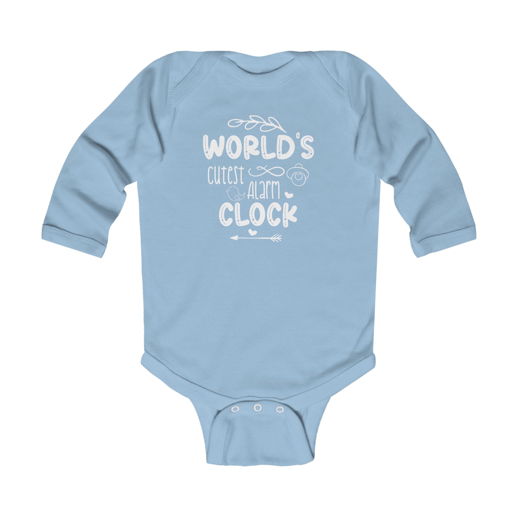 Graphic Infant Long Sleeve Onesie - World's Cutest Alarm Clock | Kids clothes by atgodanddesigns