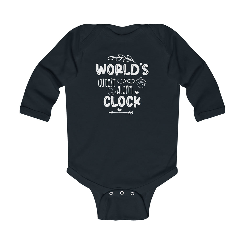 Graphic Infant Long Sleeve Onesie - World's Cutest Alarm Clock | Kids clothes by atgodanddesigns
