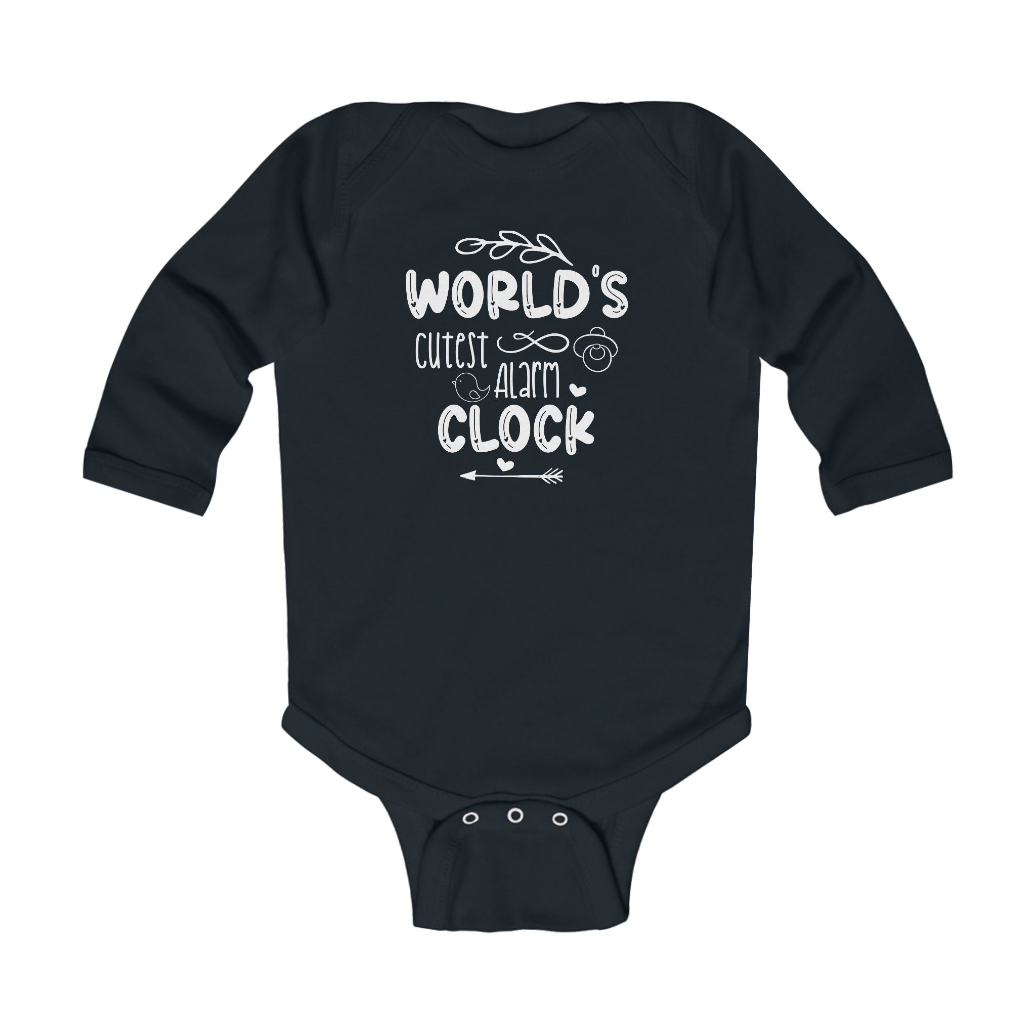 Graphic Infant Long Sleeve Onesie - World's Cutest Alarm Clock | Kids clothes by atgodanddesigns