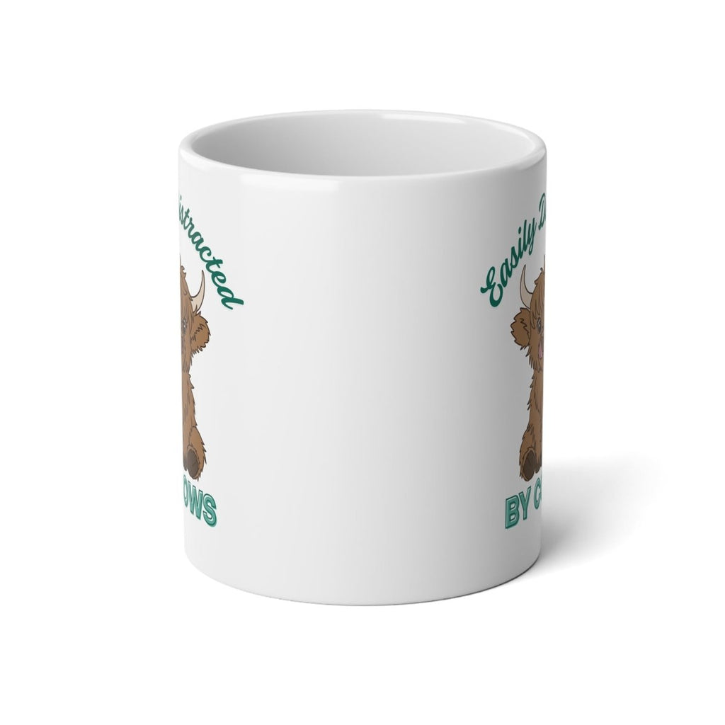 Graphic Jumbo Coffee Mug (20oz) - Easily Distracted By Cows | Mug by atgodanddesigns