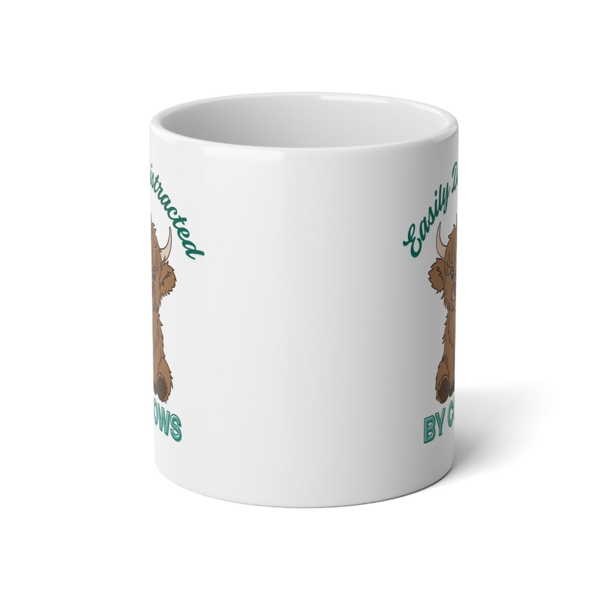 Graphic Jumbo Coffee Mug (20oz) - Easily Distracted By Cows | Mug by atgodanddesigns
