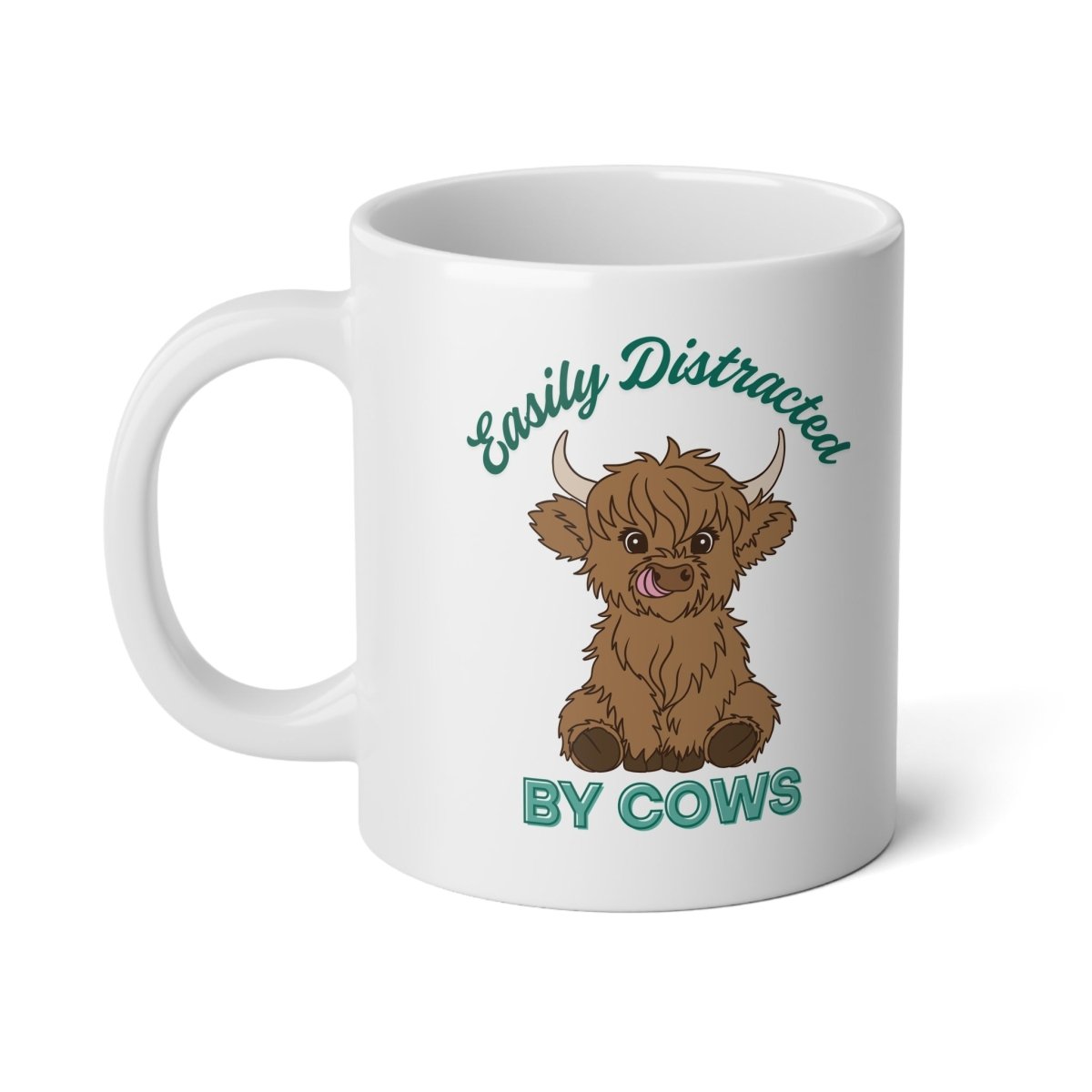 Graphic Jumbo Coffee Mug (20oz) - Easily Distracted By Cows | Mug by atgodanddesigns
