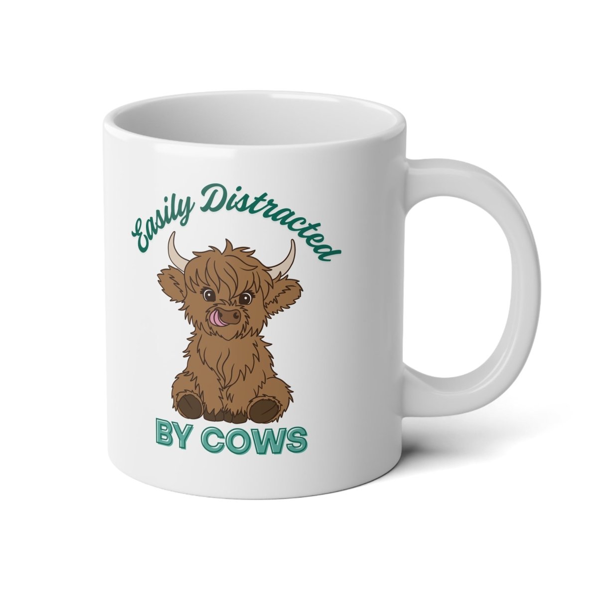 Graphic Jumbo Coffee Mug (20oz) - Easily Distracted By Cows | Mug by atgodanddesigns